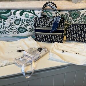 Blue and White Patterned Tote